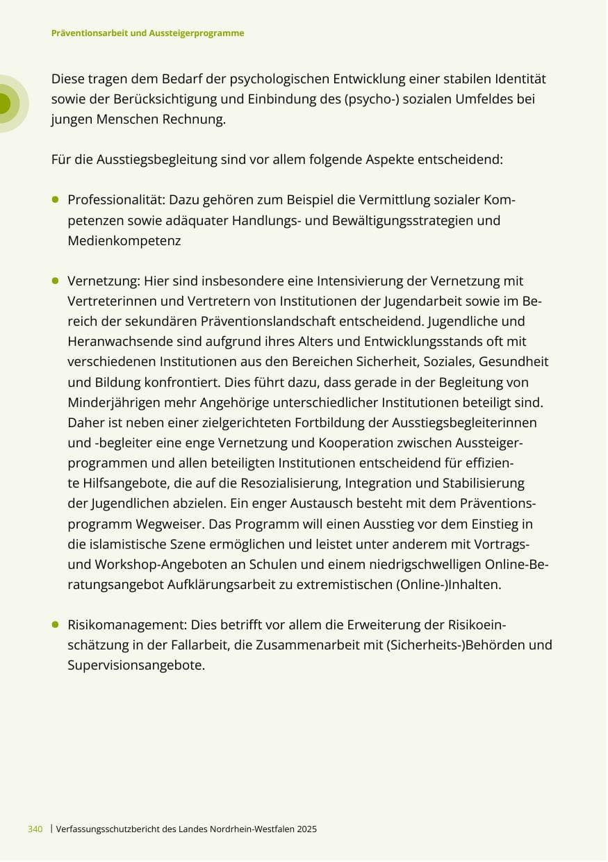 Seite 340 des Verfassungsschutzbericht 2025 Nordrhein-Westfalen