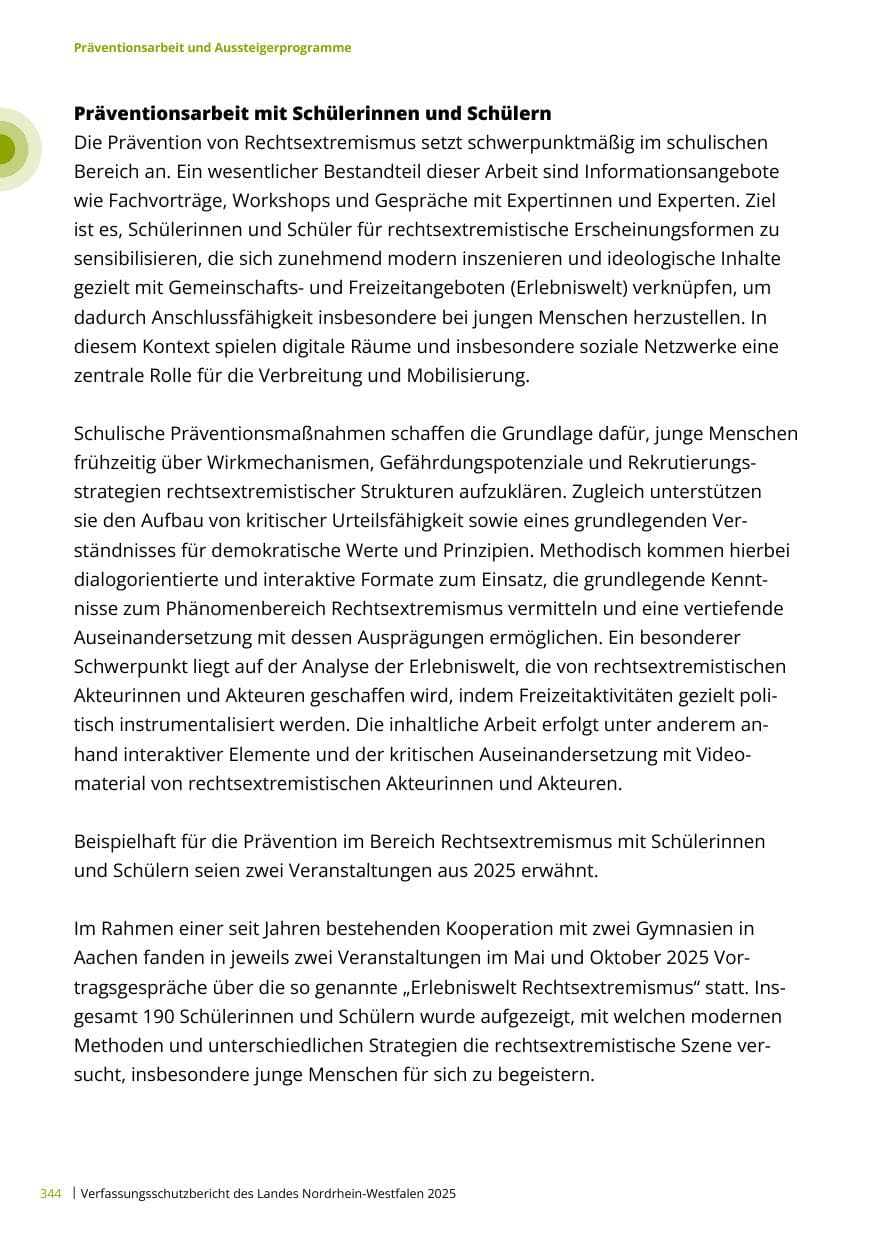 Seite 344 des Verfassungsschutzbericht 2025 Nordrhein-Westfalen