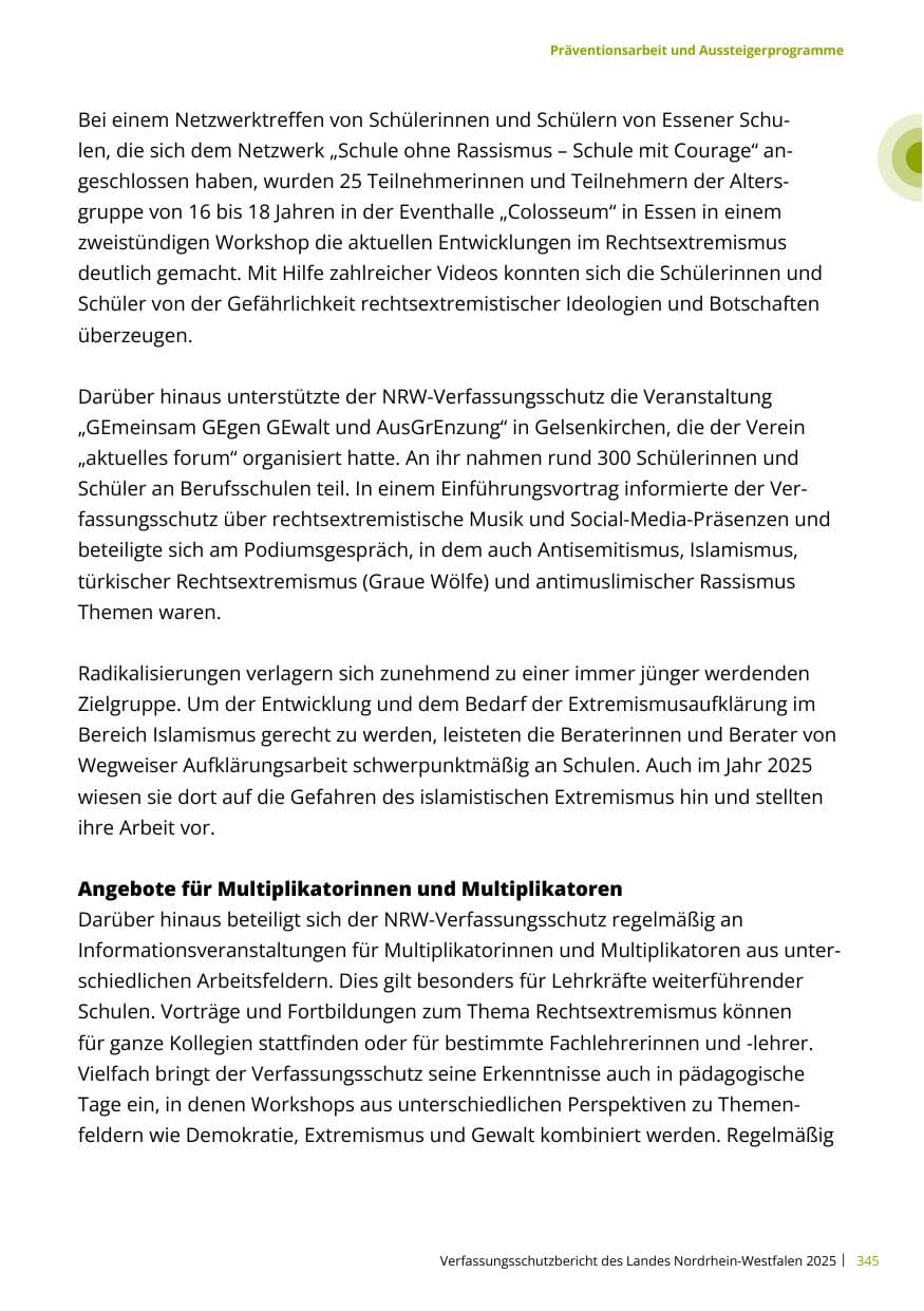 Seite 345 des Verfassungsschutzbericht 2025 Nordrhein-Westfalen