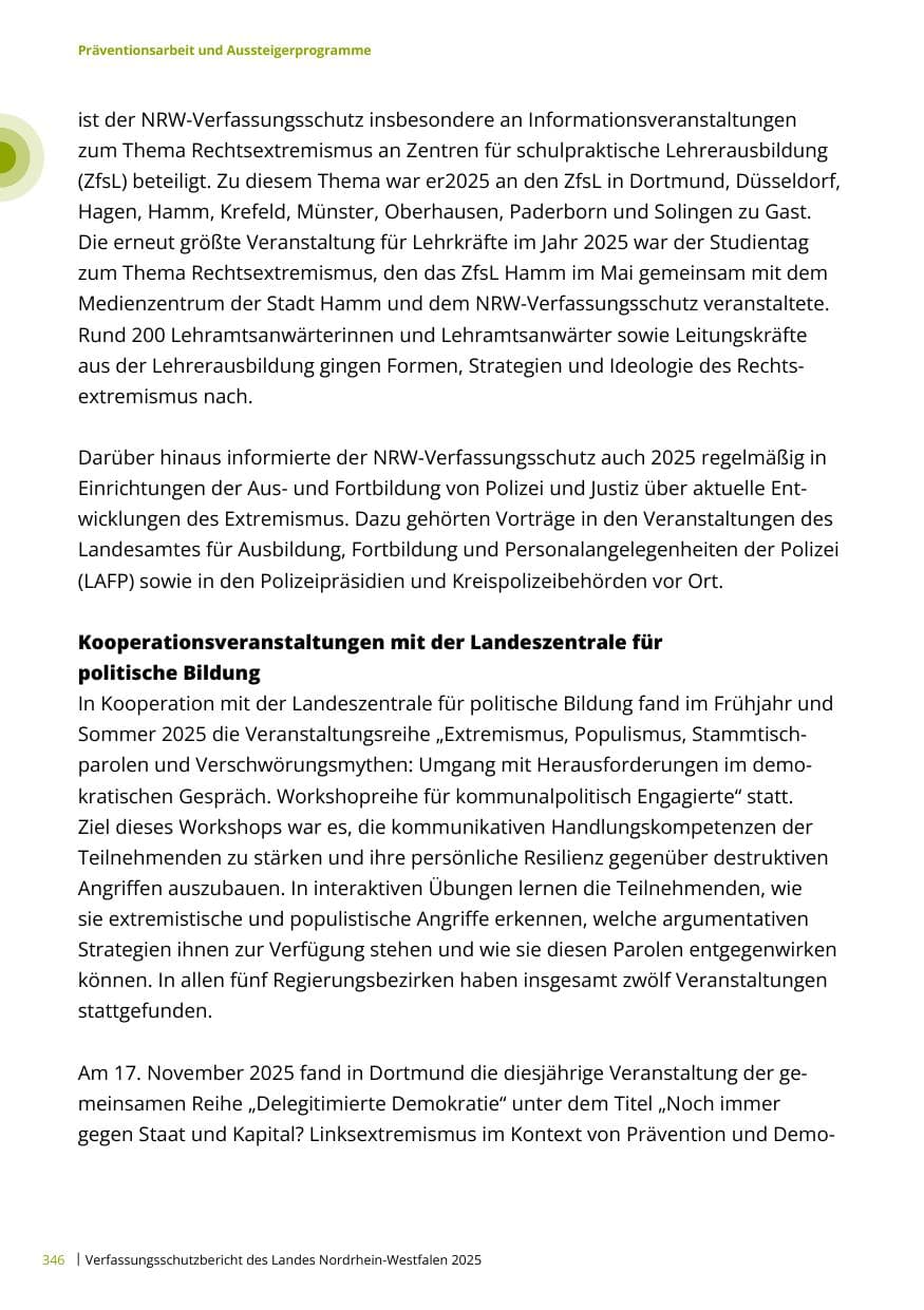 Seite 346 des Verfassungsschutzbericht 2025 Nordrhein-Westfalen