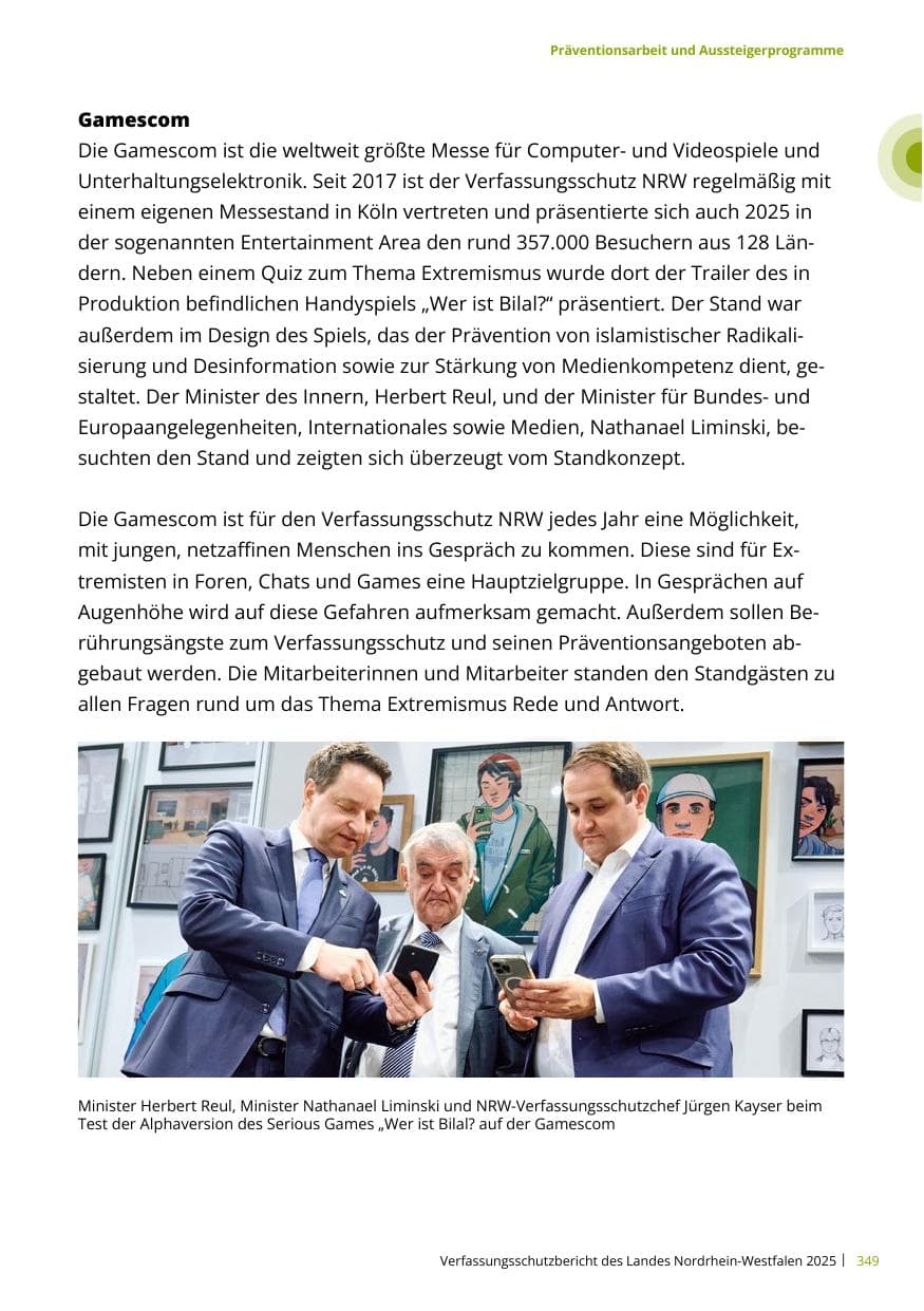 Seite 349 des Verfassungsschutzbericht 2025 Nordrhein-Westfalen