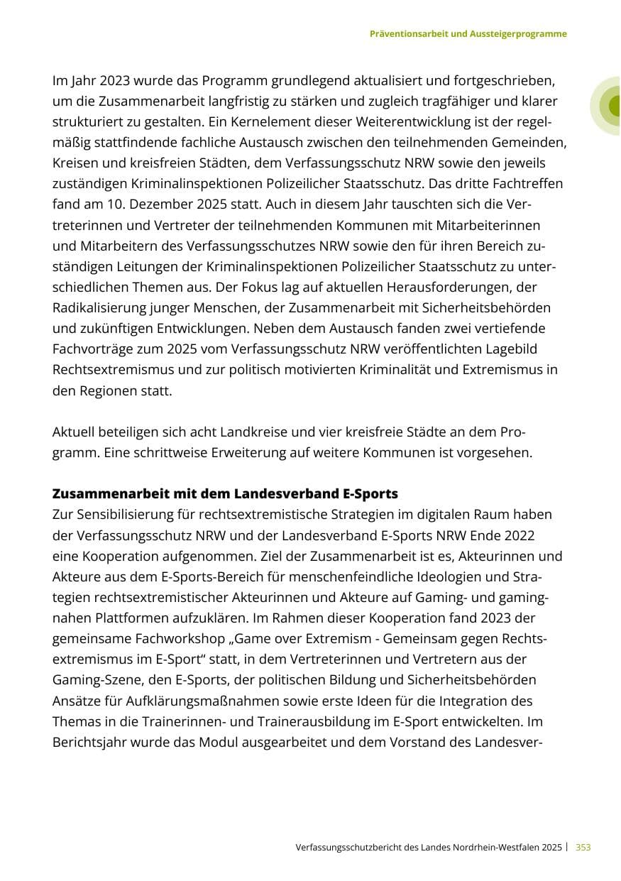 Seite 353 des Verfassungsschutzbericht 2025 Nordrhein-Westfalen