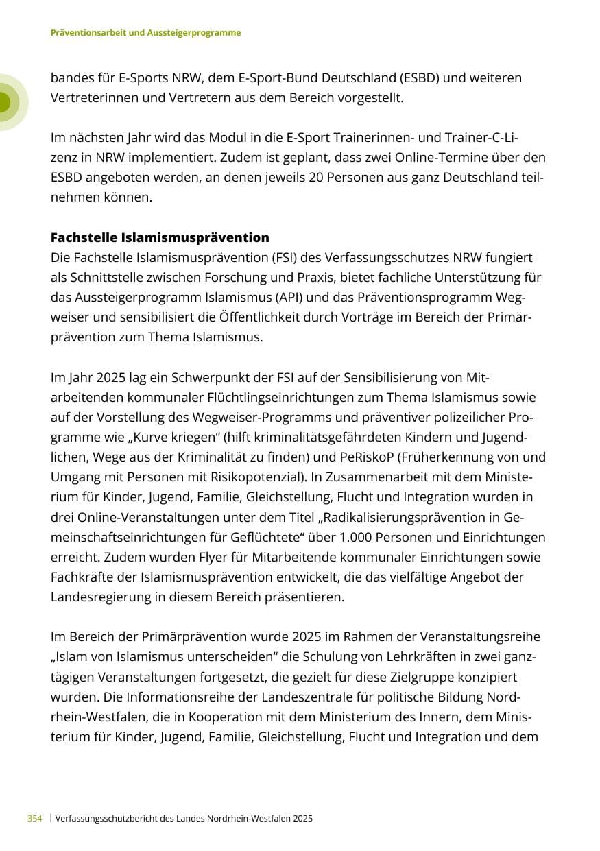 Seite 354 des Verfassungsschutzbericht 2025 Nordrhein-Westfalen