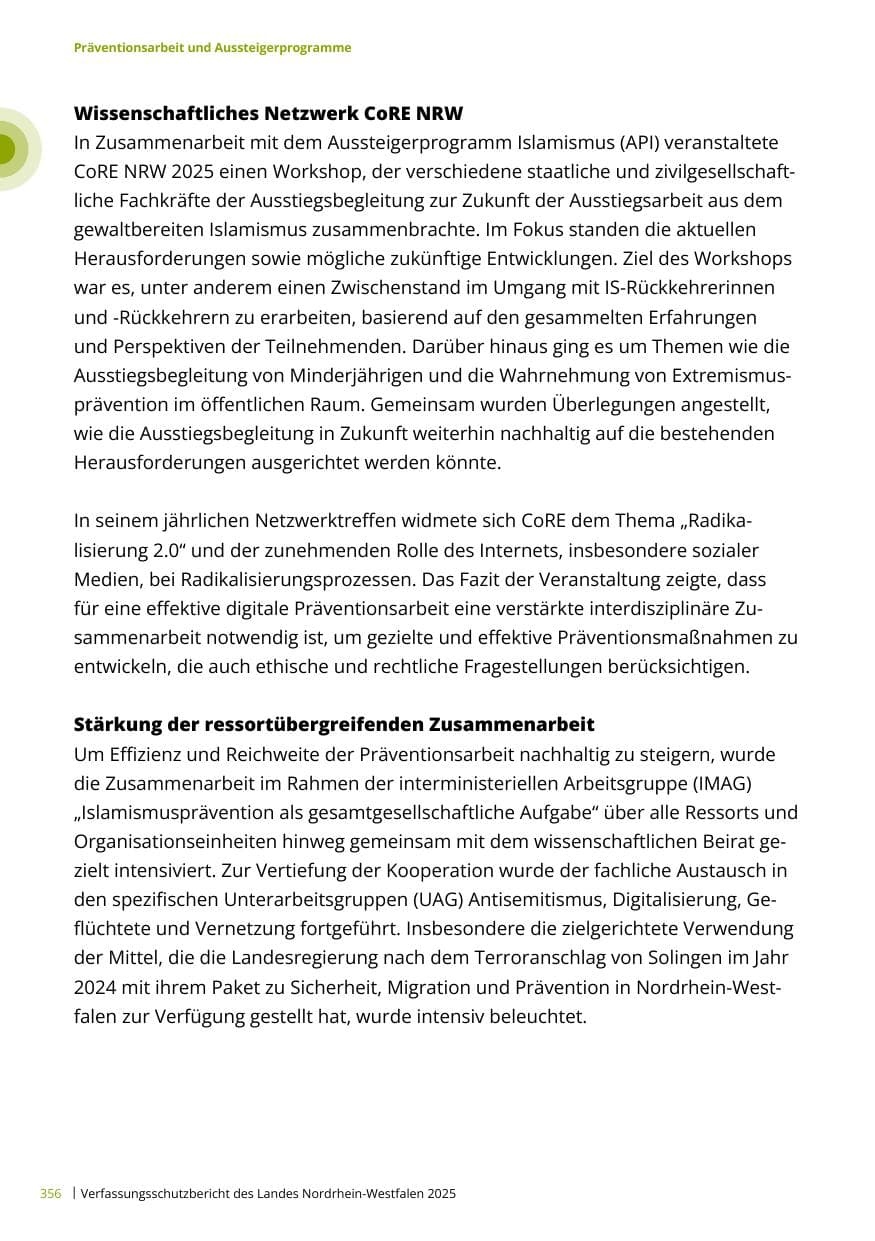 Seite 356 des Verfassungsschutzbericht 2025 Nordrhein-Westfalen