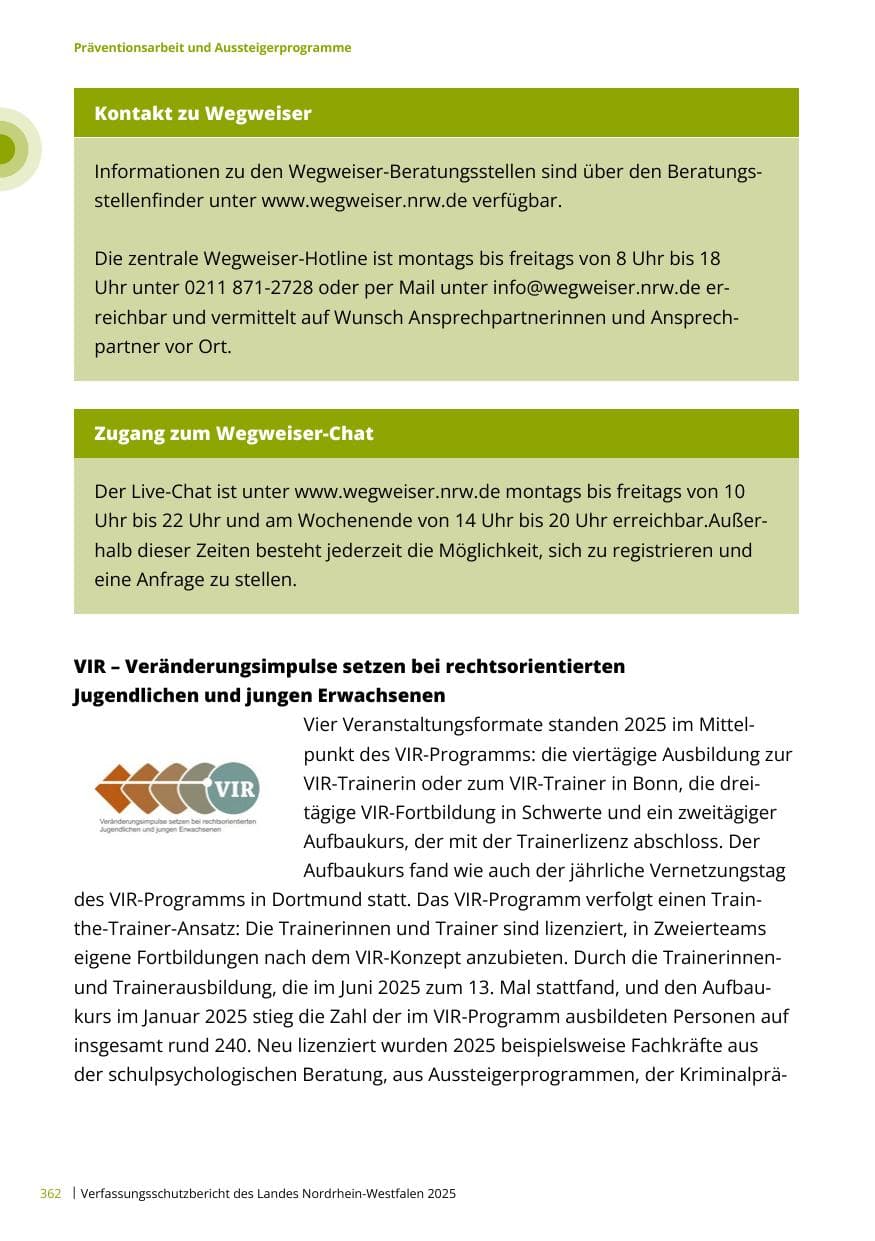 Seite 362 des Verfassungsschutzbericht 2025 Nordrhein-Westfalen