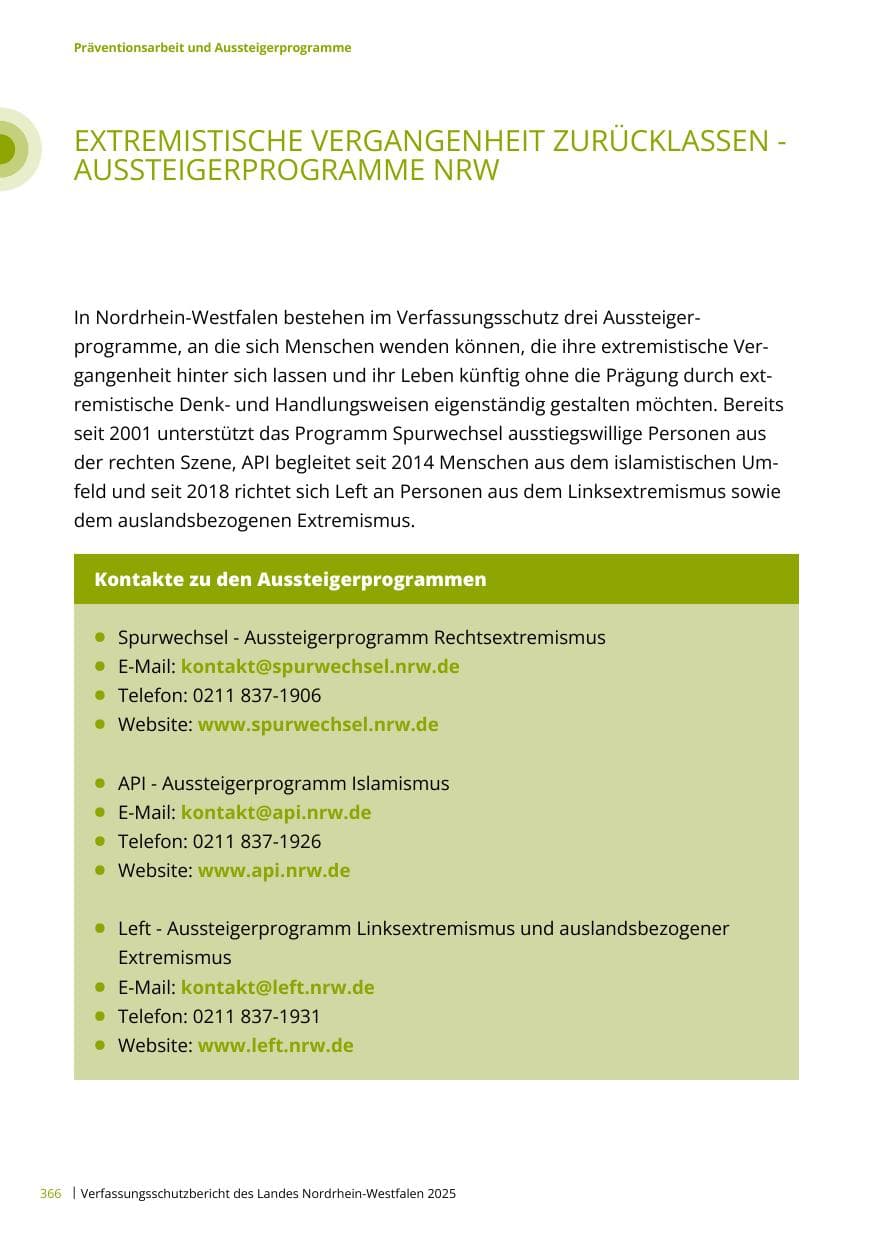 Seite 366 des Verfassungsschutzbericht 2025 Nordrhein-Westfalen