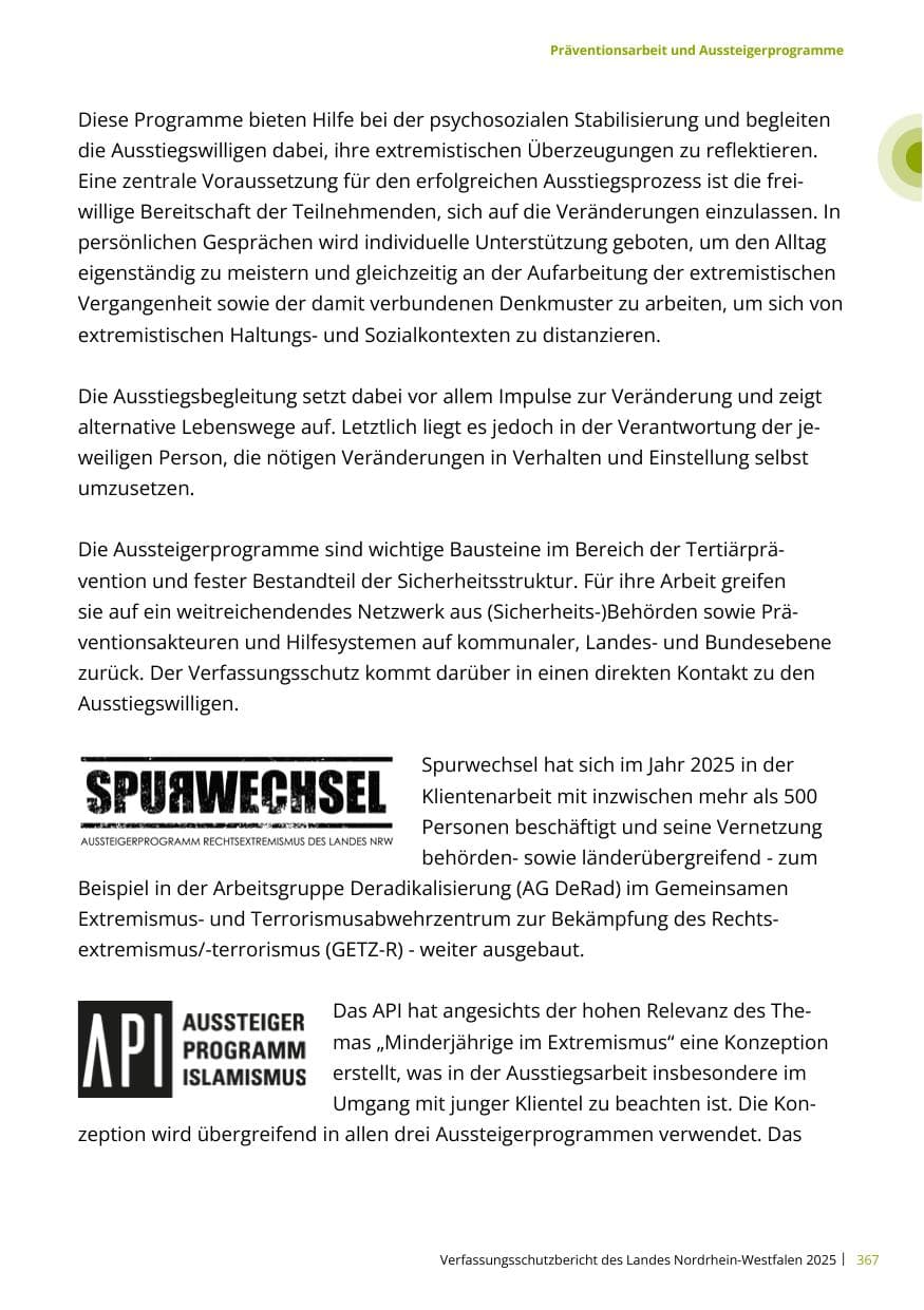 Seite 367 des Verfassungsschutzbericht 2025 Nordrhein-Westfalen