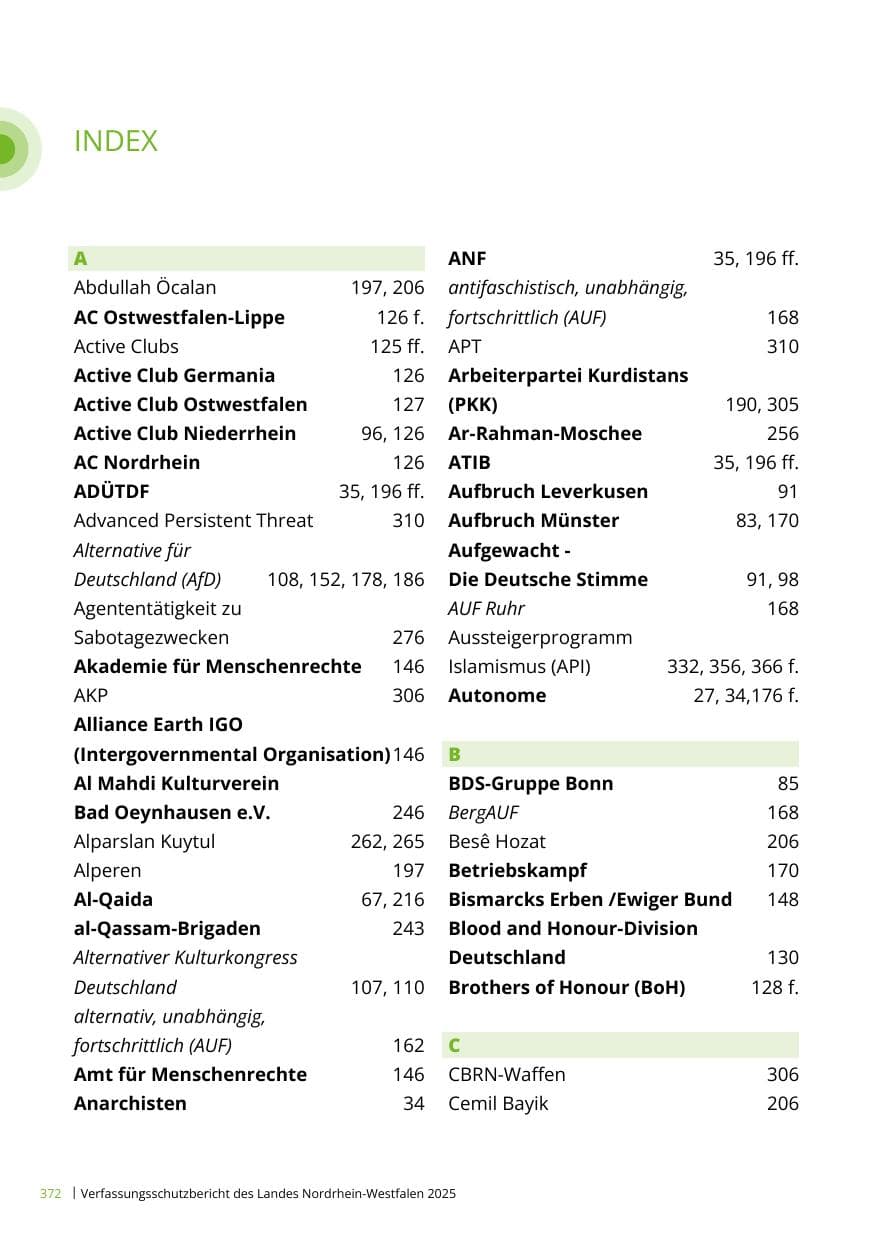 Seite 372 des Verfassungsschutzbericht 2025 Nordrhein-Westfalen