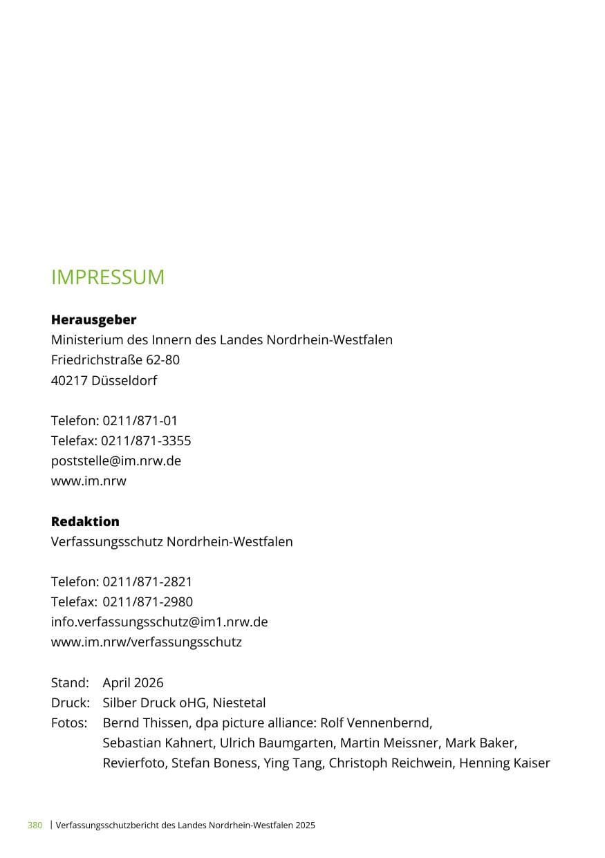 Seite 380 des Verfassungsschutzbericht 2025 Nordrhein-Westfalen