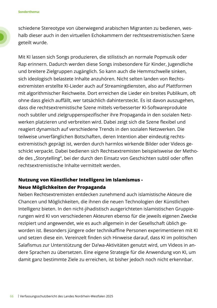 Seite 66 des Verfassungsschutzbericht 2025 Nordrhein-Westfalen