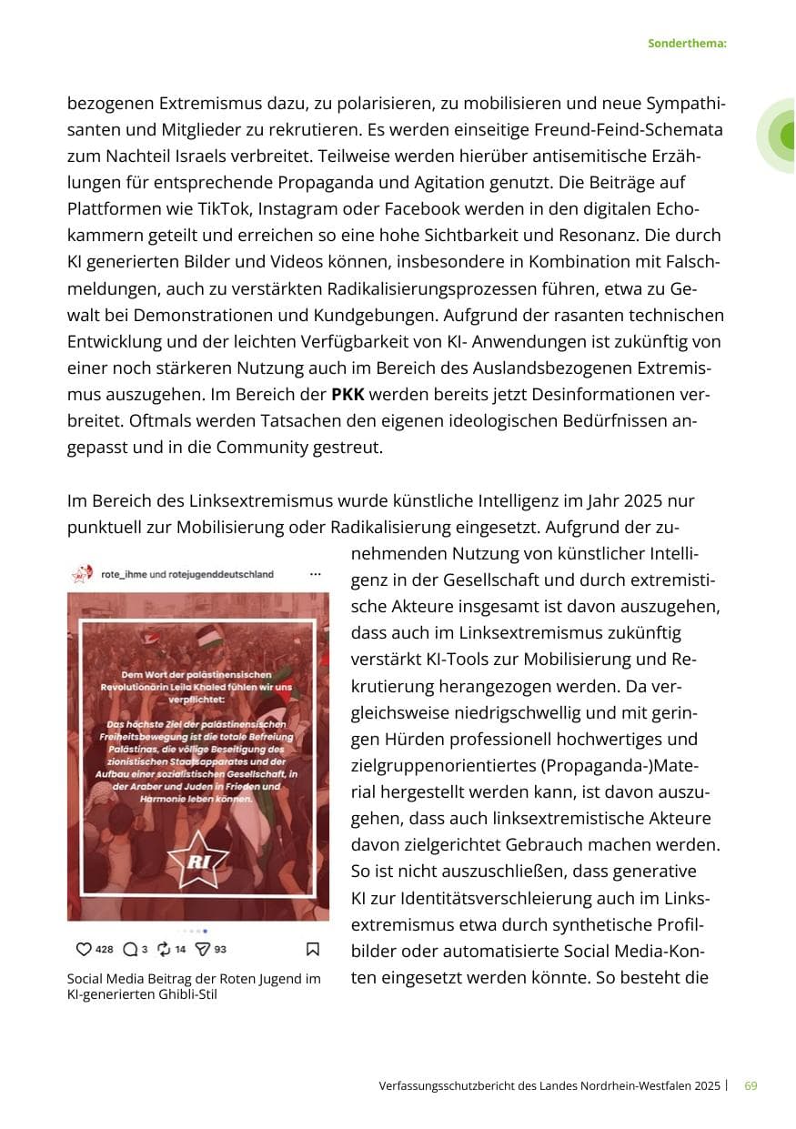 Seite 69 des Verfassungsschutzbericht 2025 Nordrhein-Westfalen