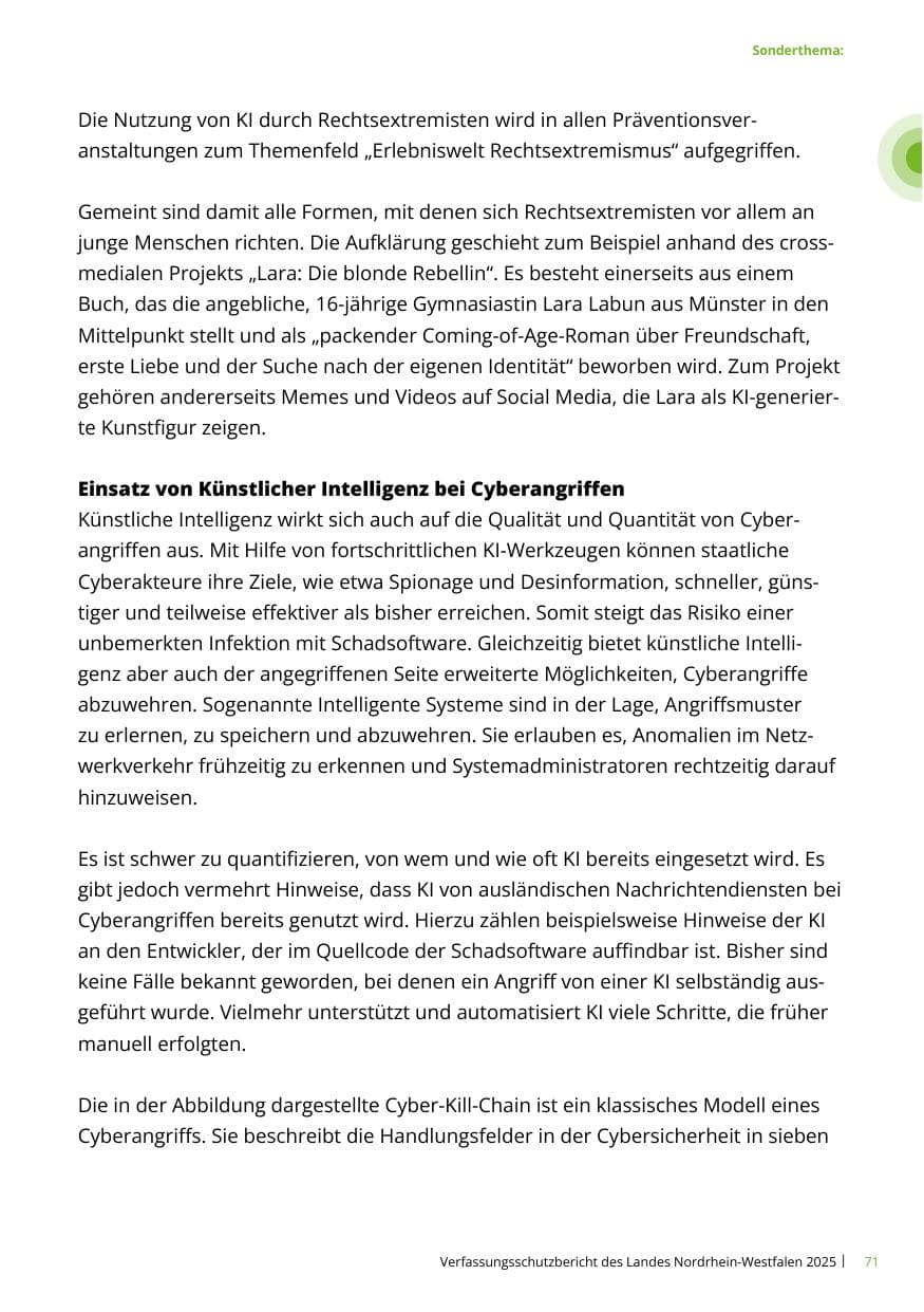 Seite 71 des Verfassungsschutzbericht 2025 Nordrhein-Westfalen