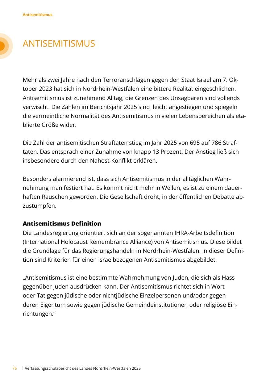 Seite 76 des Verfassungsschutzbericht 2025 Nordrhein-Westfalen