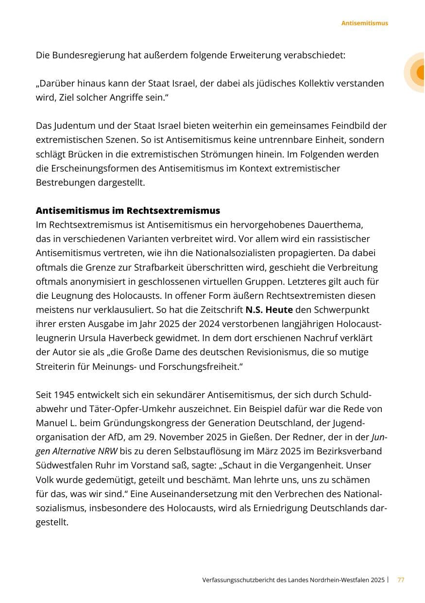 Seite 77 des Verfassungsschutzbericht 2025 Nordrhein-Westfalen