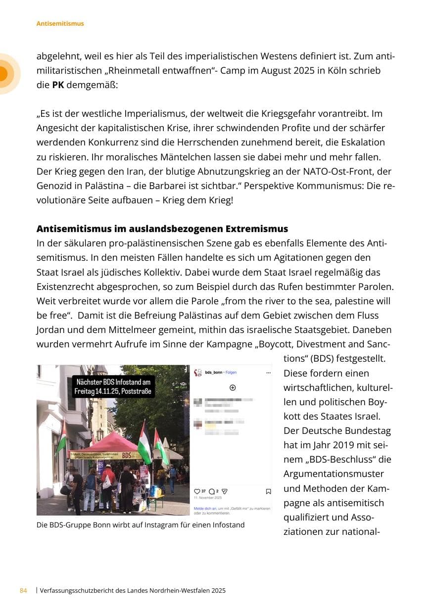Seite 84 des Verfassungsschutzbericht 2025 Nordrhein-Westfalen