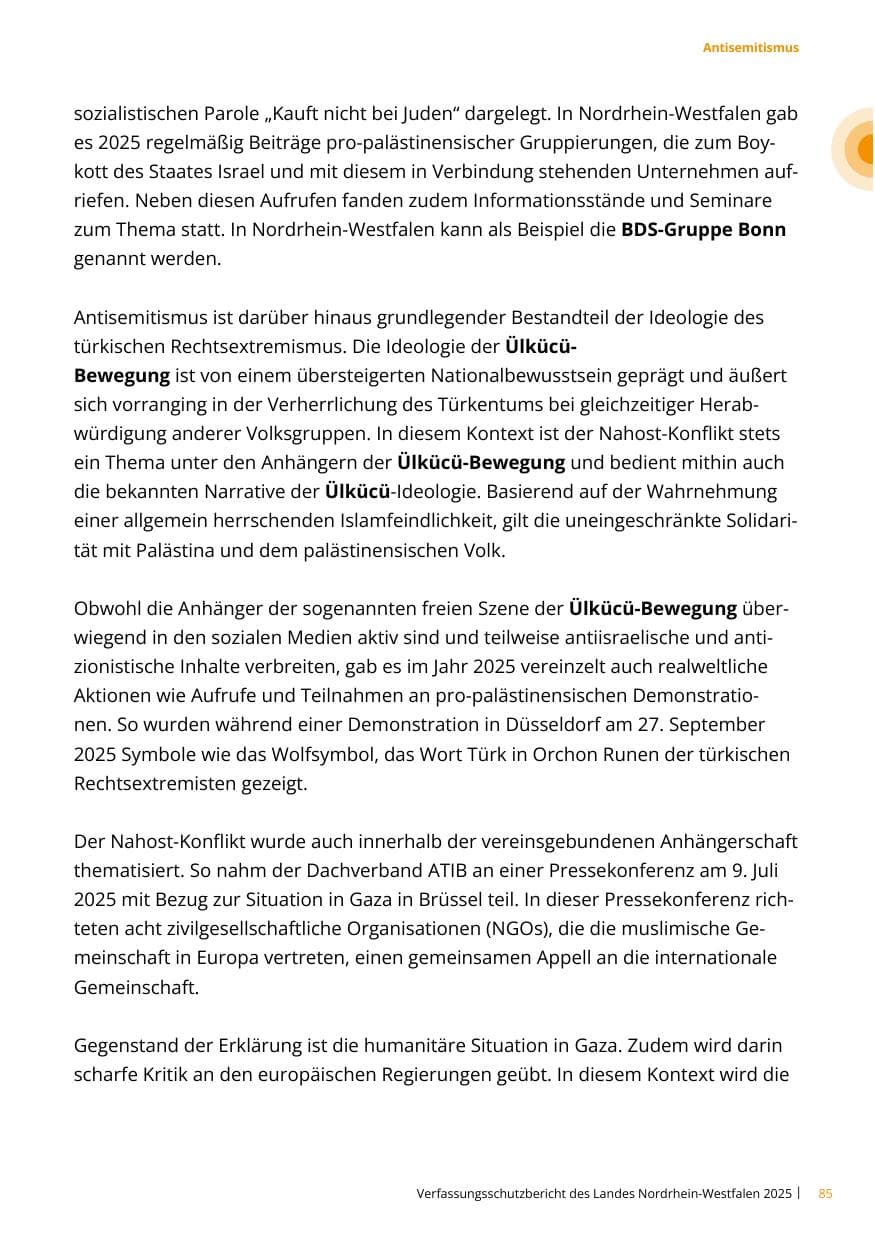 Seite 85 des Verfassungsschutzbericht 2025 Nordrhein-Westfalen