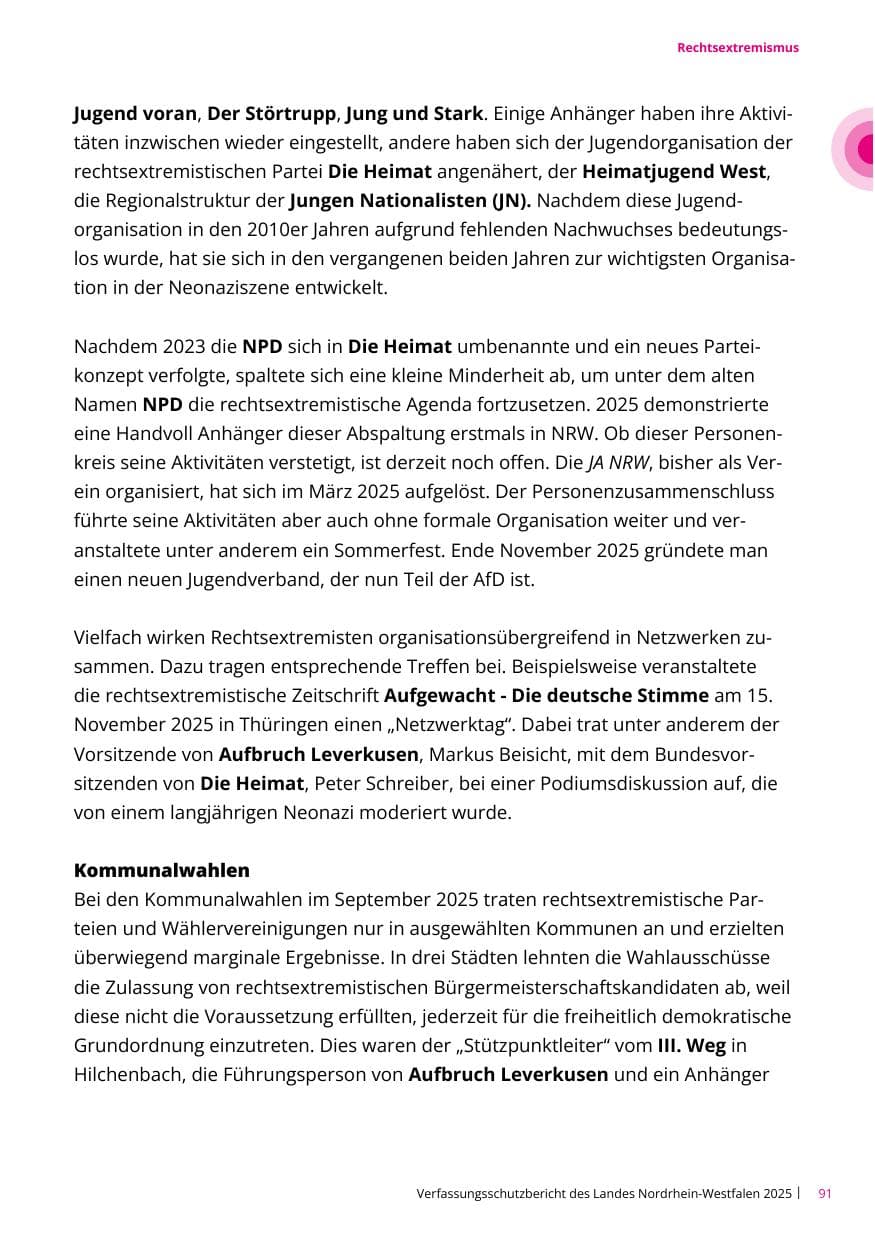 Seite 91 des Verfassungsschutzbericht 2025 Nordrhein-Westfalen