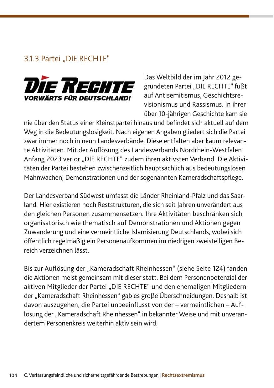 Seite 104 des Verfassungsschutzbericht 2023 Bund