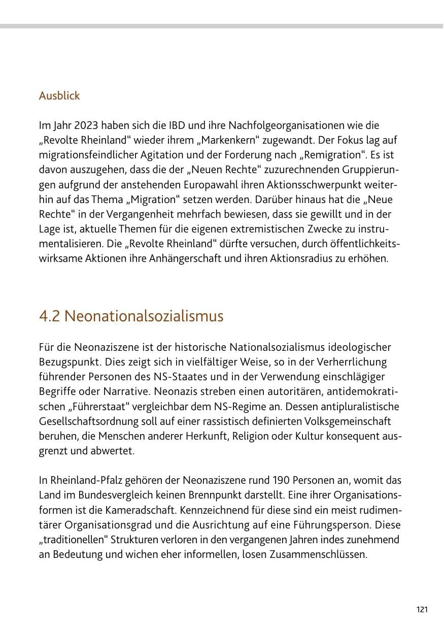Seite 121 des Verfassungsschutzbericht 2023 Bund