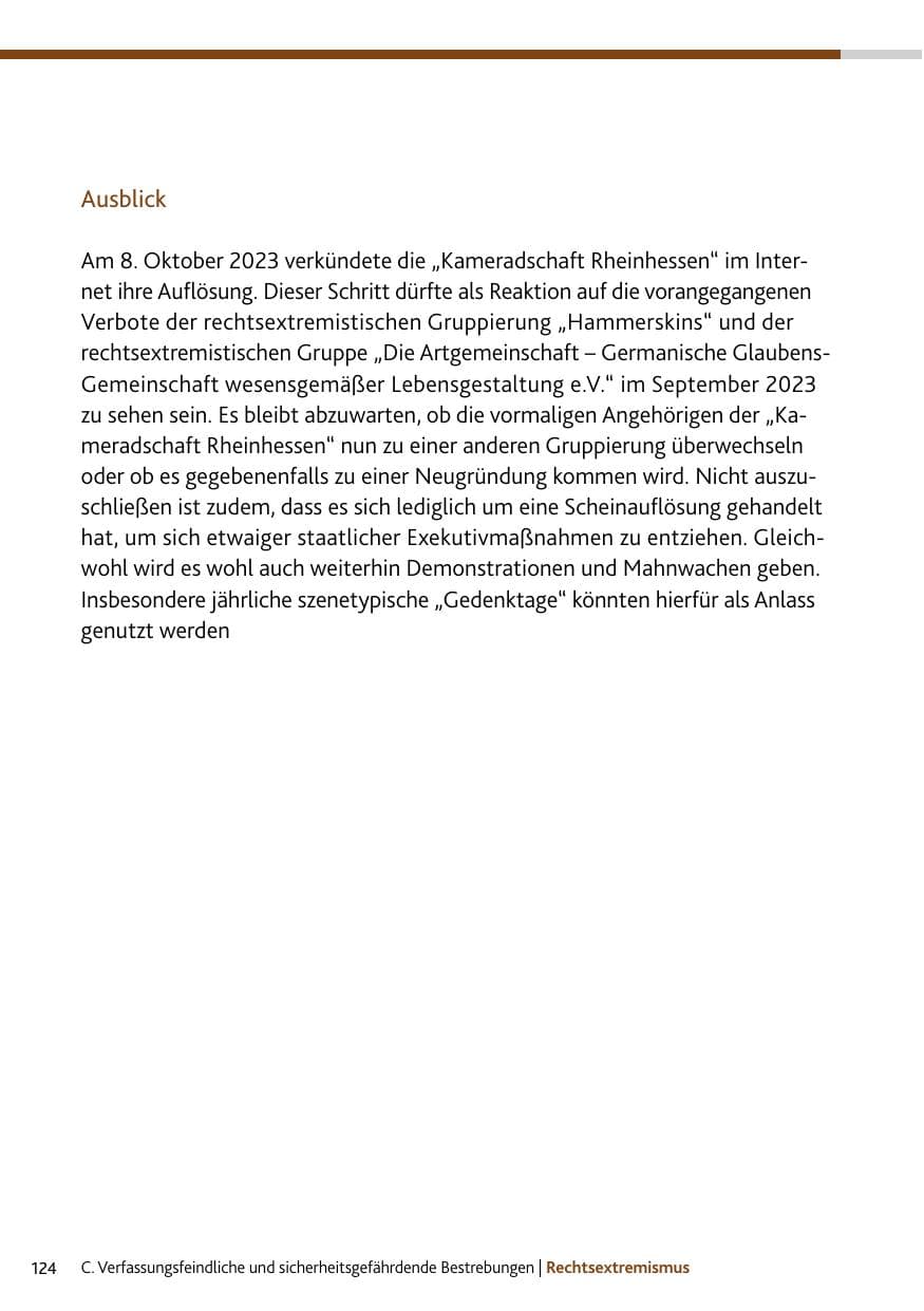 Seite 124 des Verfassungsschutzbericht 2023 Bund