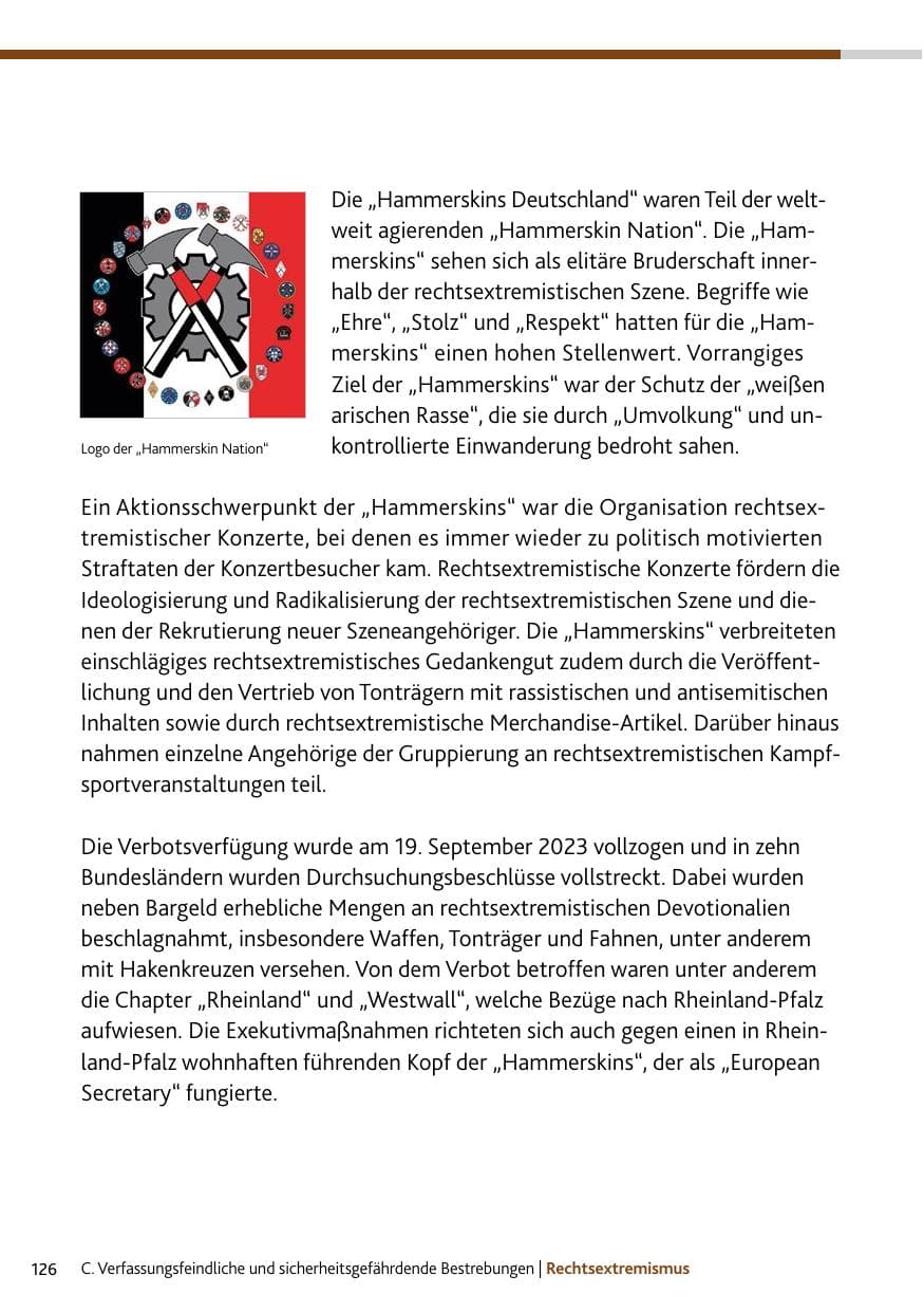 Seite 126 des Verfassungsschutzbericht 2023 Bund