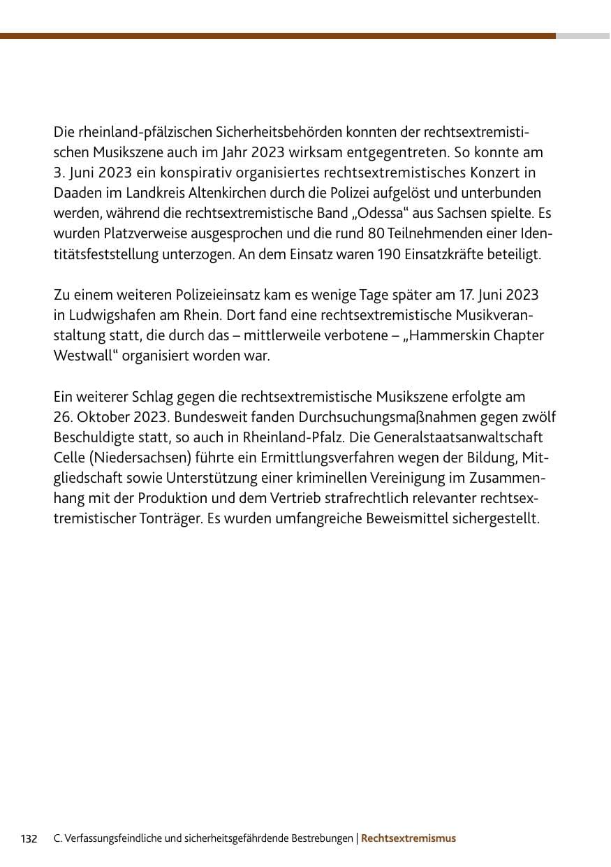 Seite 132 des Verfassungsschutzbericht 2023 Bund