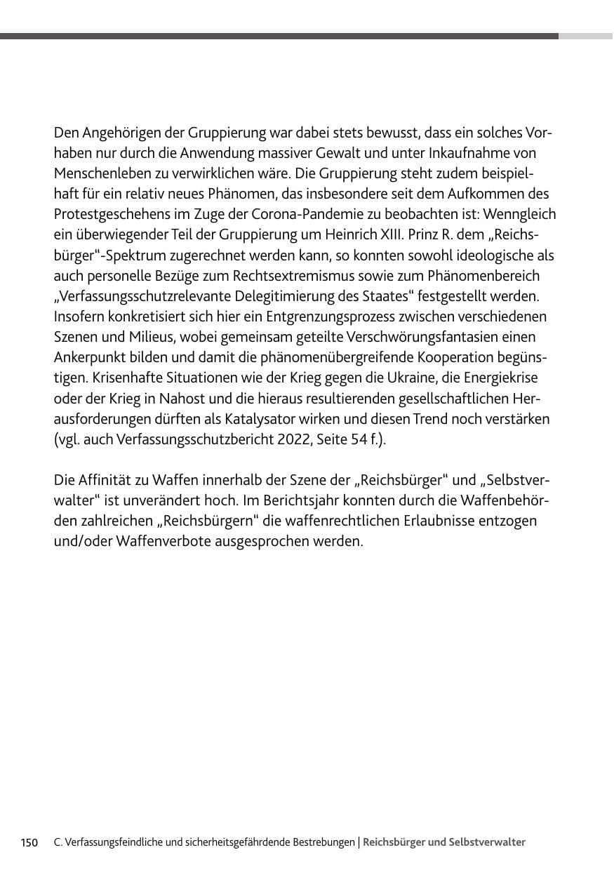 Seite 150 des Verfassungsschutzbericht 2023 Bund