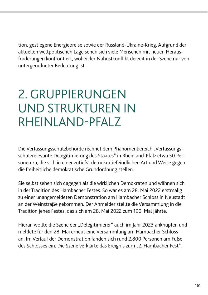 Seite 161 des Verfassungsschutzbericht 2023 Bund