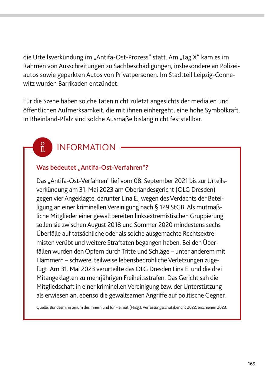 Seite 169 des Verfassungsschutzbericht 2023 Bund