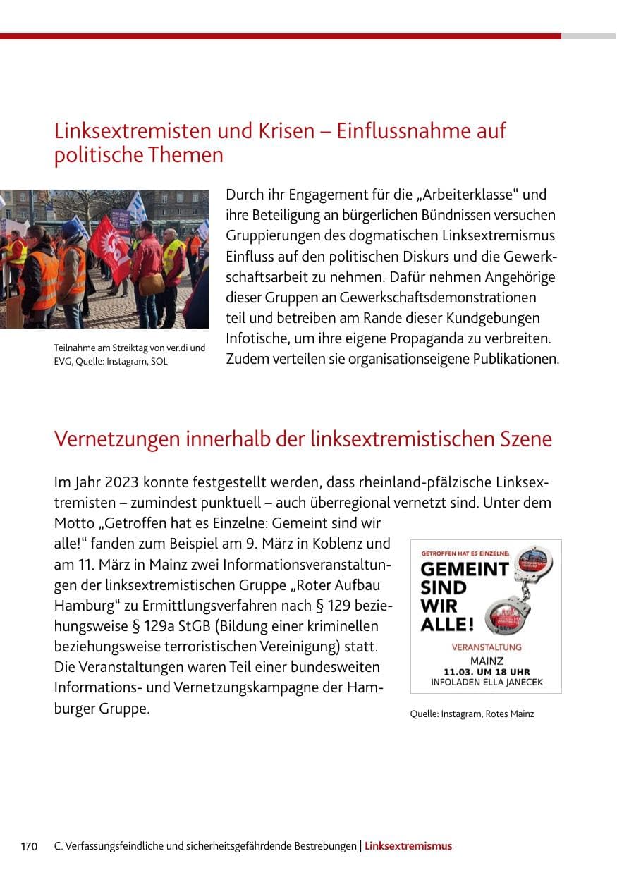 Seite 170 des Verfassungsschutzbericht 2023 Bund