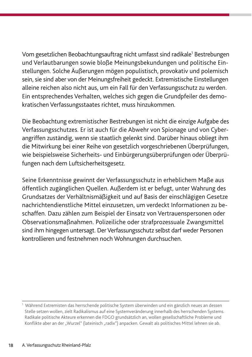 Seite 18 des Verfassungsschutzbericht 2023 Bund