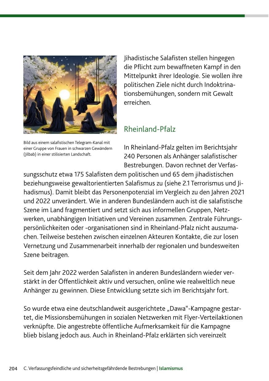 Seite 204 des Verfassungsschutzbericht 2023 Bund