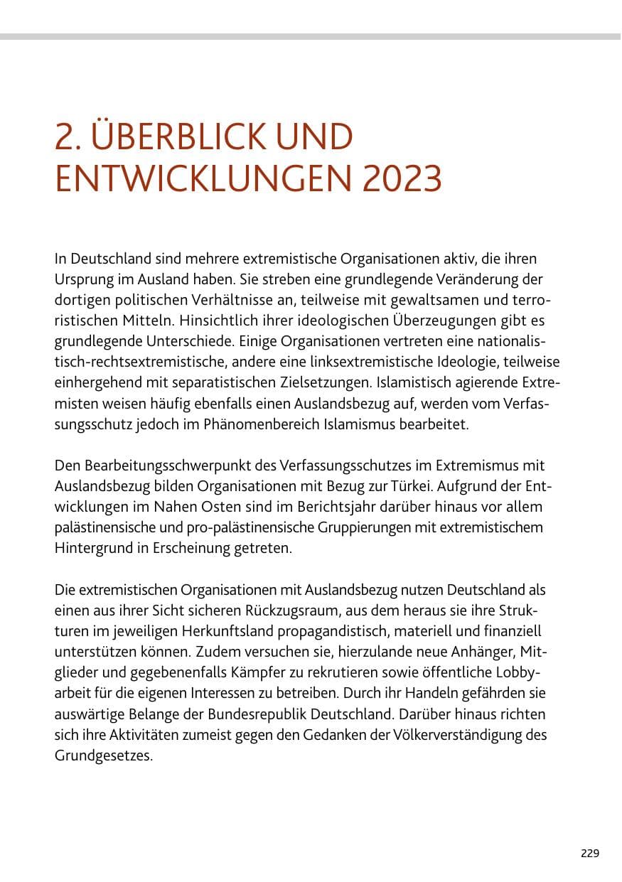 Seite 229 des Verfassungsschutzbericht 2023 Bund