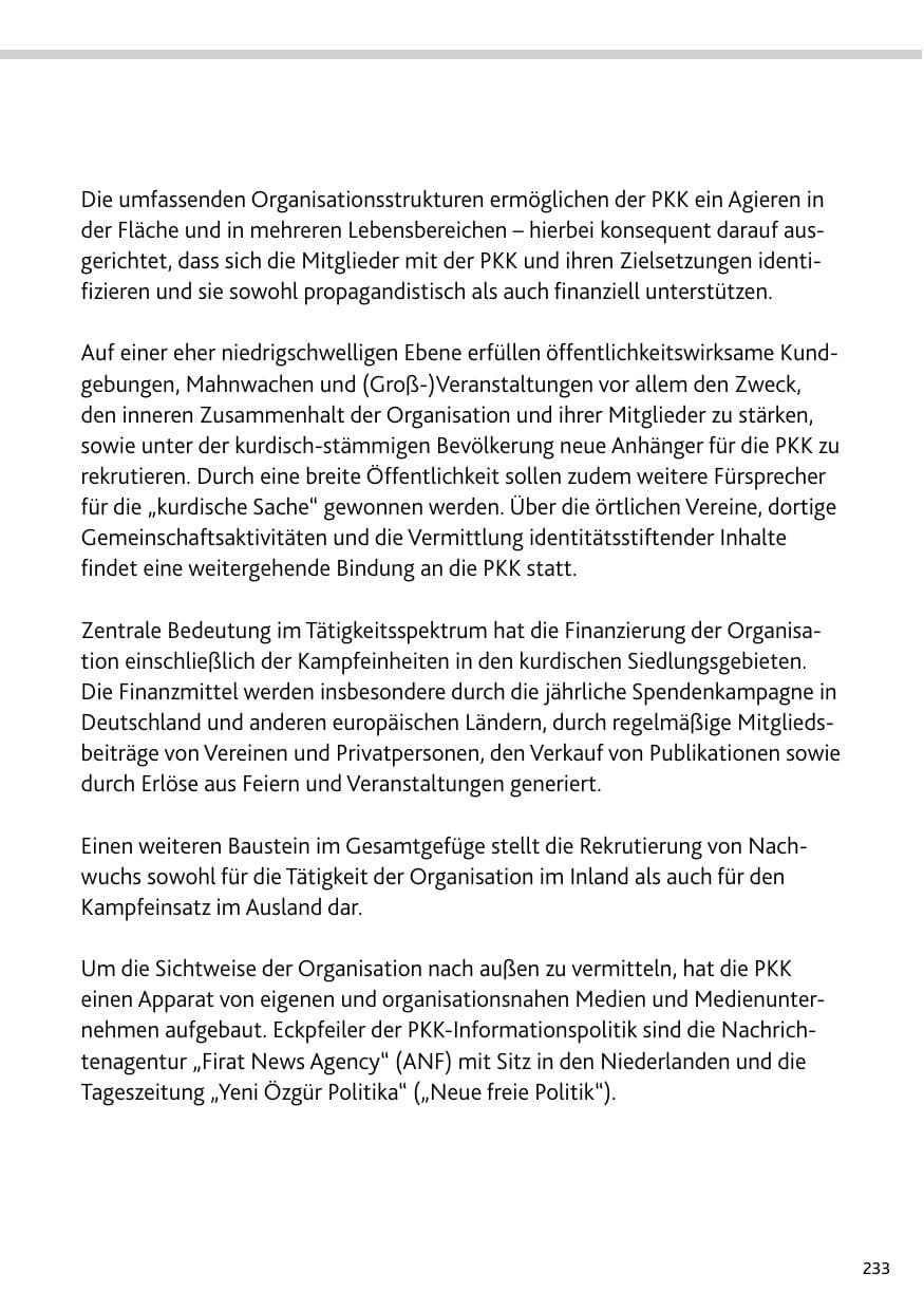 Seite 233 des Verfassungsschutzbericht 2023 Bund