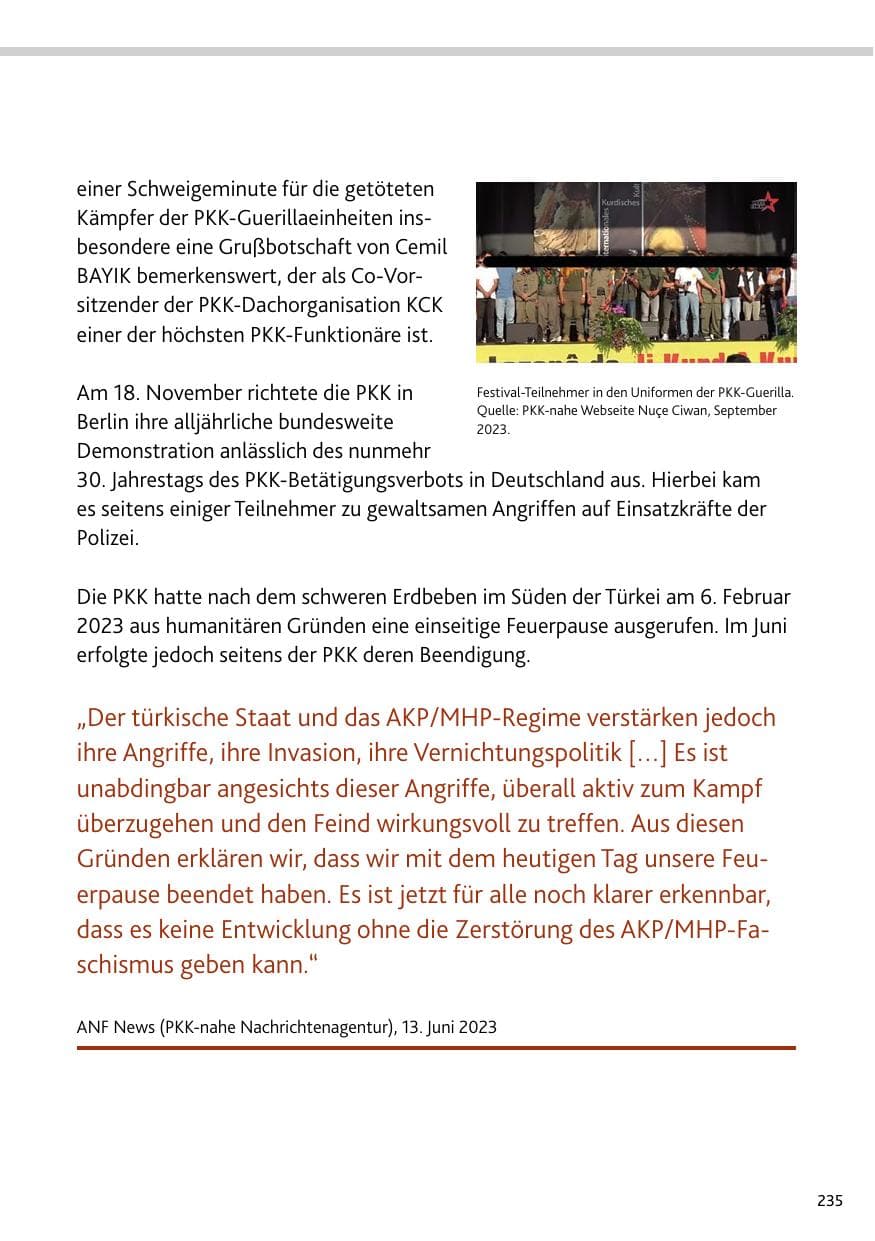 Seite 235 des Verfassungsschutzbericht 2023 Bund