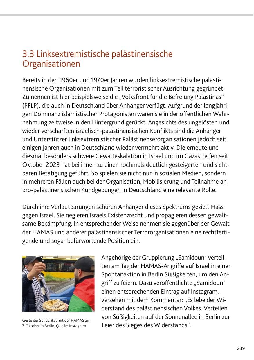 Seite 239 des Verfassungsschutzbericht 2023 Bund