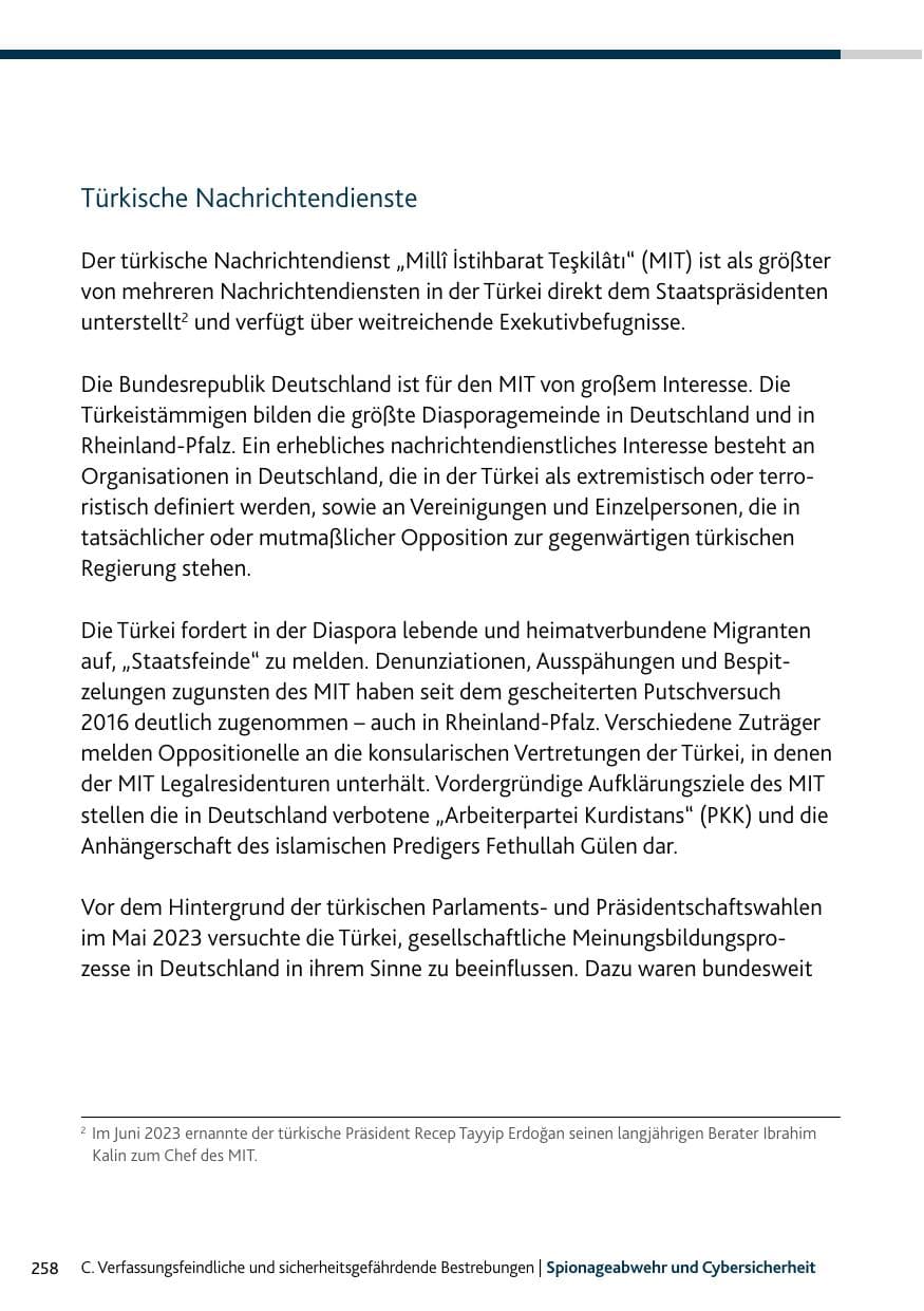 Seite 258 des Verfassungsschutzbericht 2023 Bund