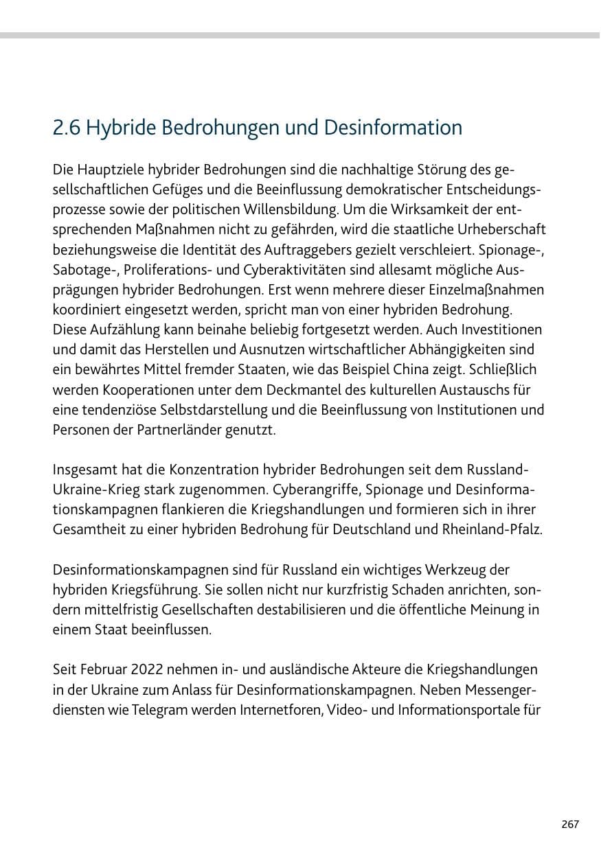 Seite 267 des Verfassungsschutzbericht 2023 Bund