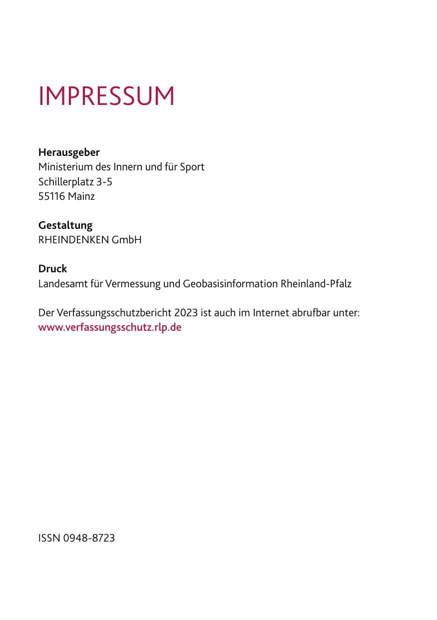 Seite 290 des Verfassungsschutzbericht 2023 Bund