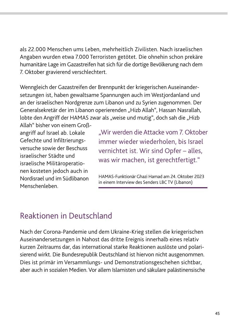 Seite 45 des Verfassungsschutzbericht 2023 Bund
