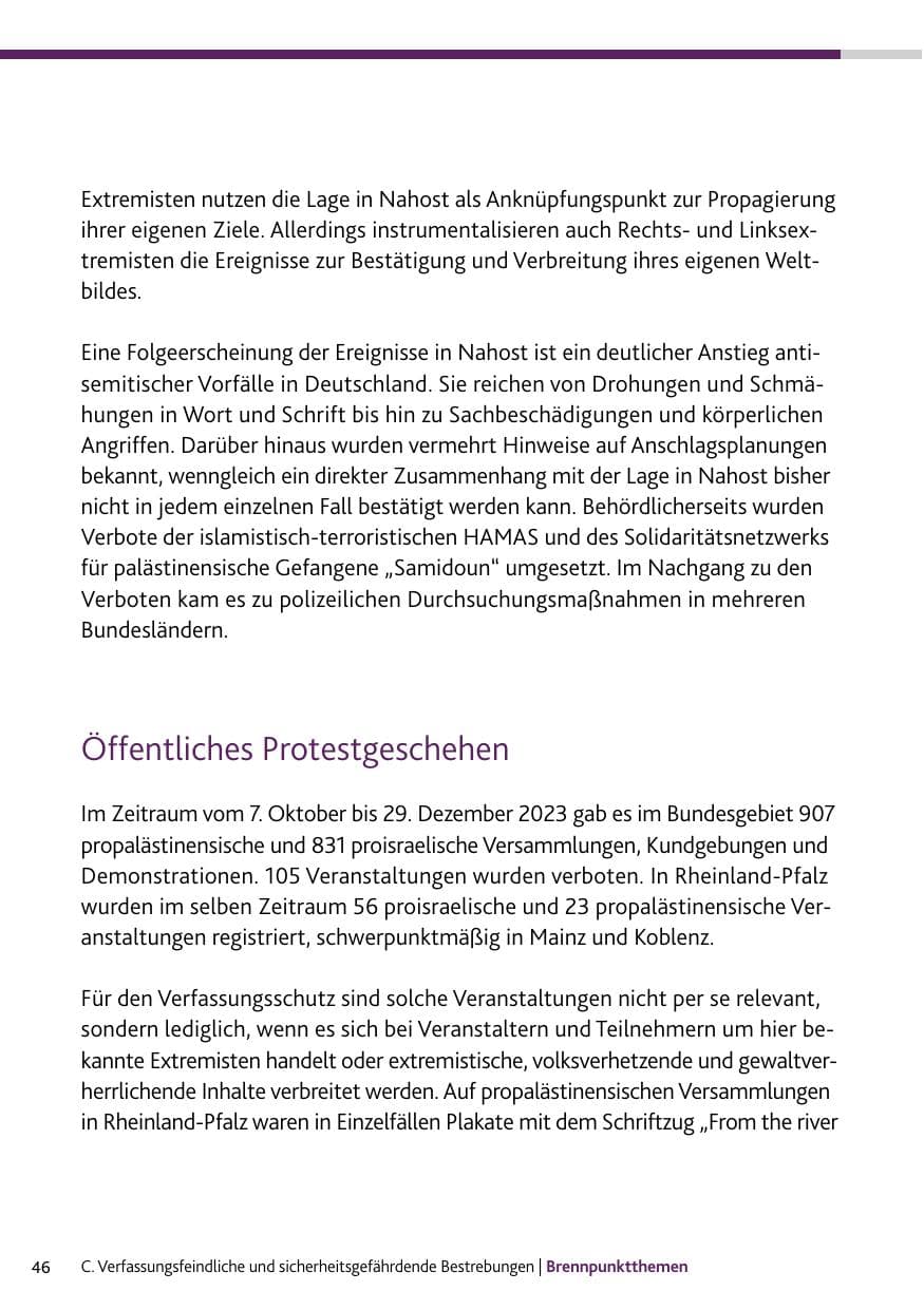 Seite 46 des Verfassungsschutzbericht 2023 Bund