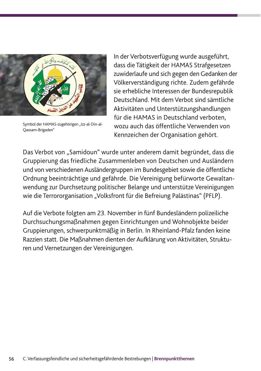 Seite 56 des Verfassungsschutzbericht 2023 Bund