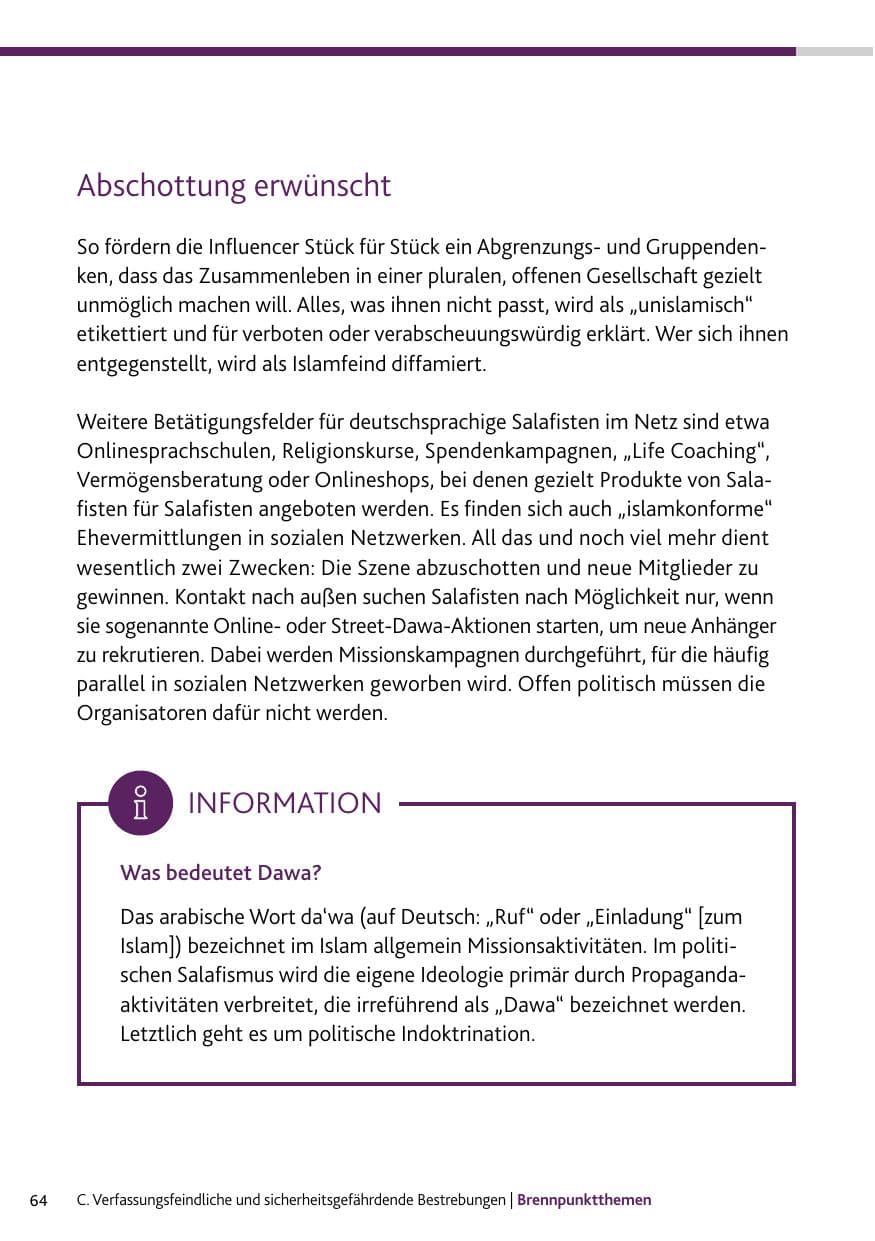 Seite 64 des Verfassungsschutzbericht 2023 Bund