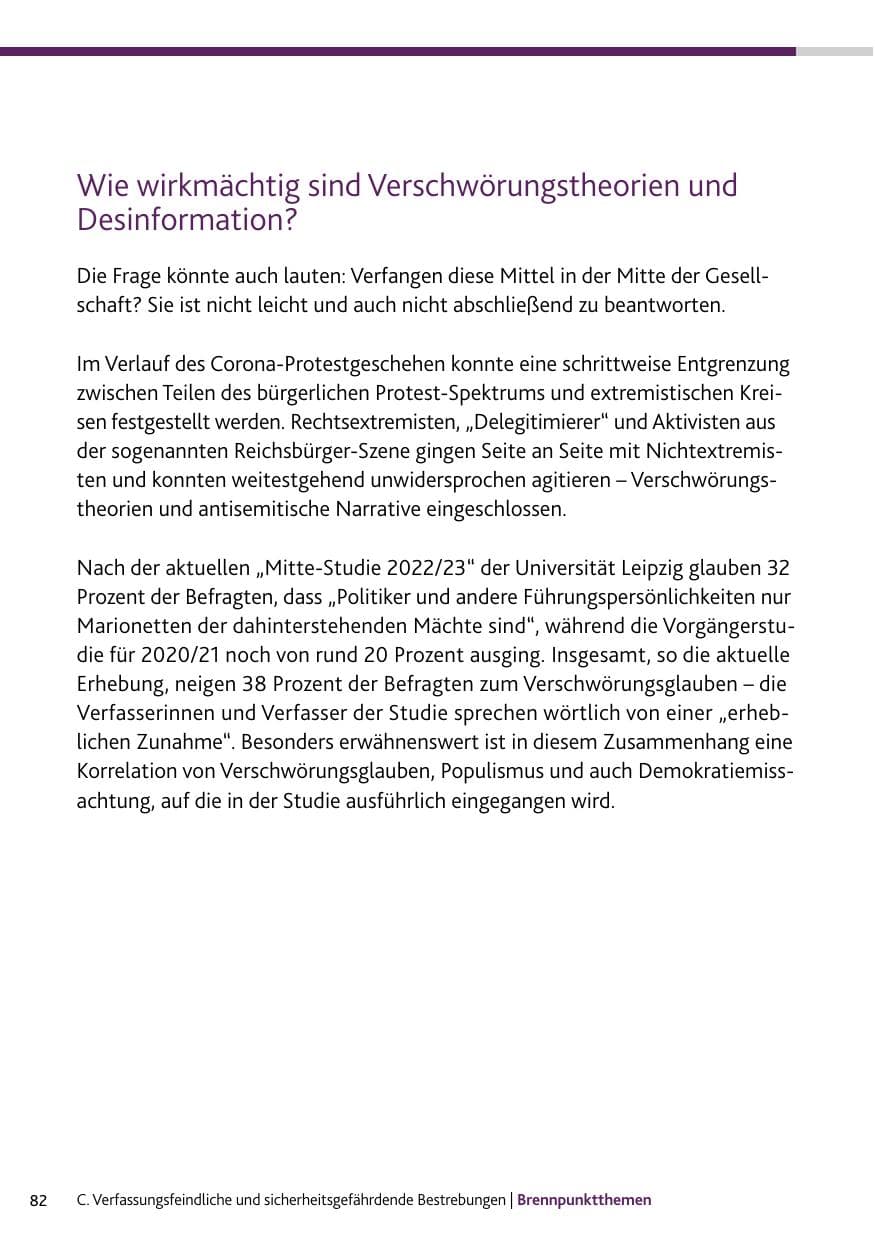 Seite 82 des Verfassungsschutzbericht 2023 Bund
