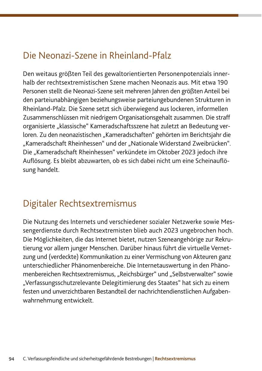 Seite 94 des Verfassungsschutzbericht 2023 Bund