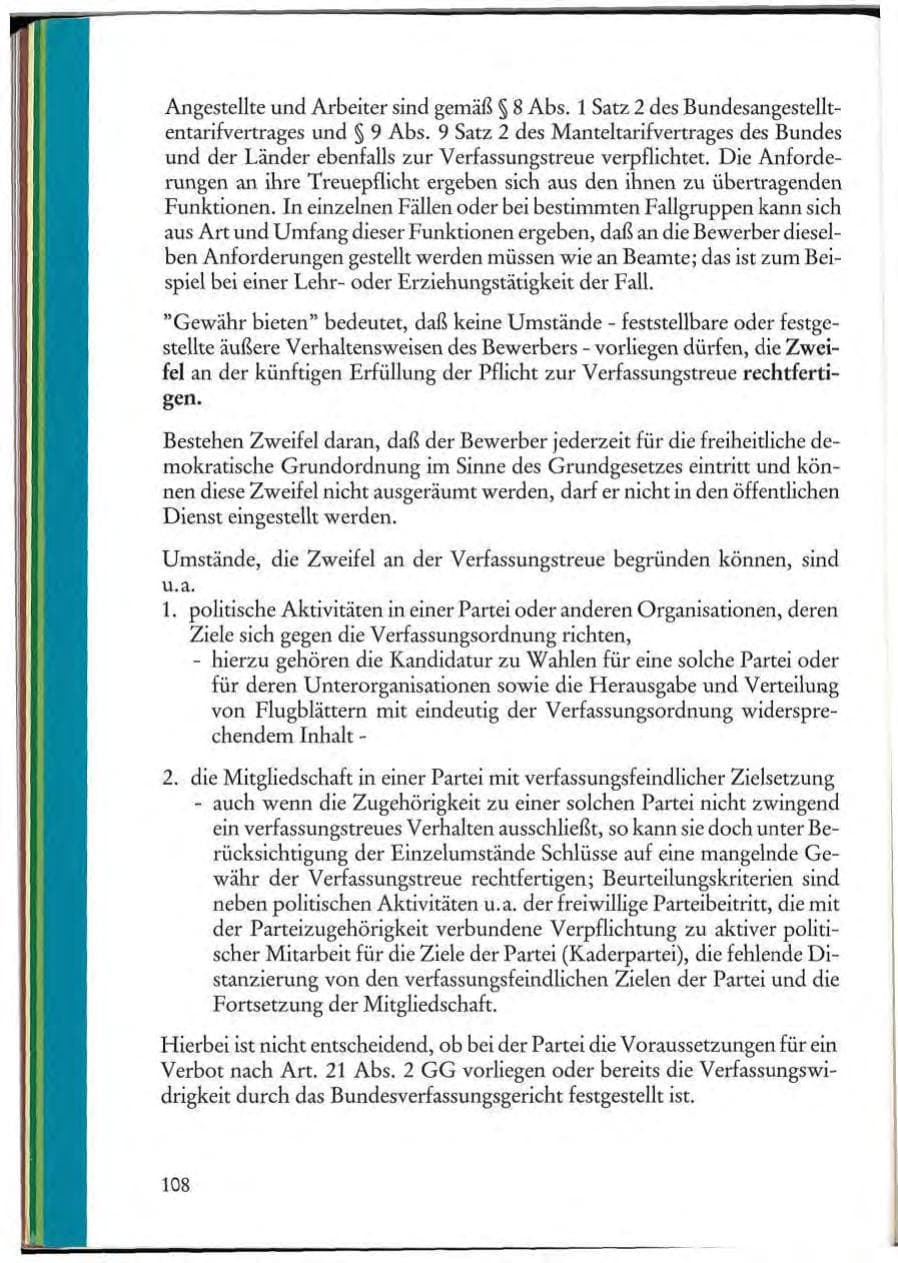 Seite 110 des Verfassungsschutzbericht 1984 Rheinland-Pfalz