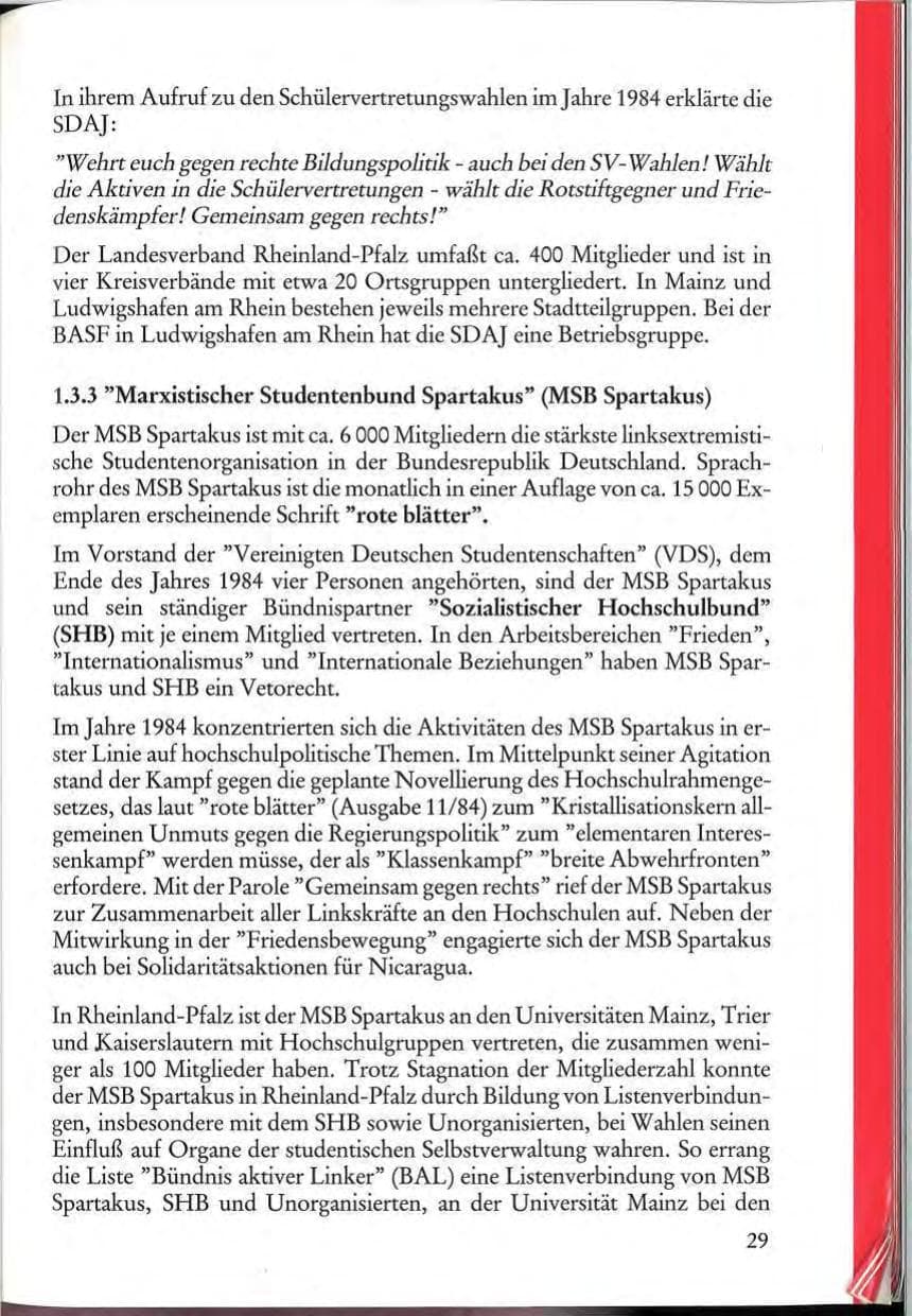 Seite 31 des Verfassungsschutzbericht 1984 Rheinland-Pfalz