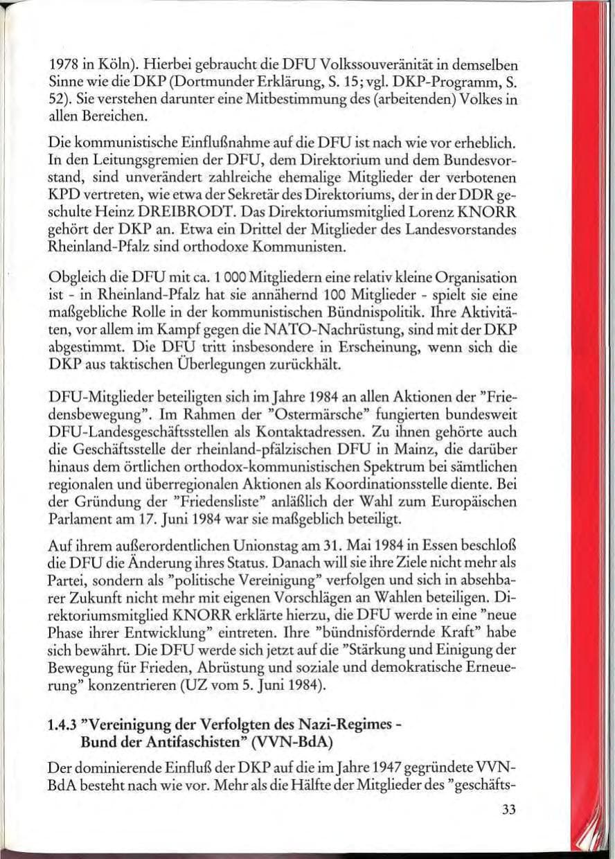 Seite 35 des Verfassungsschutzbericht 1984 Rheinland-Pfalz