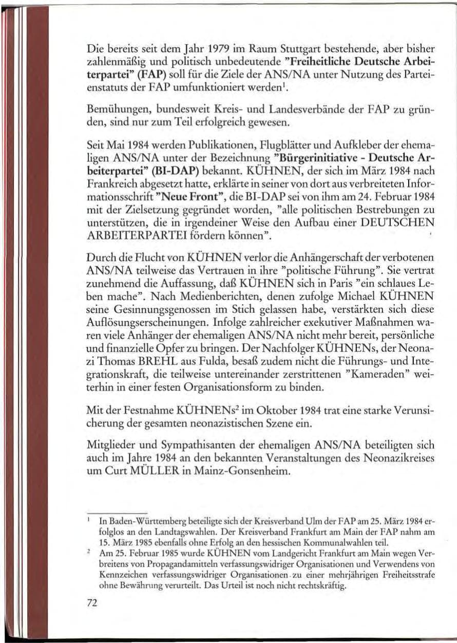Seite 74 des Verfassungsschutzbericht 1984 Rheinland-Pfalz