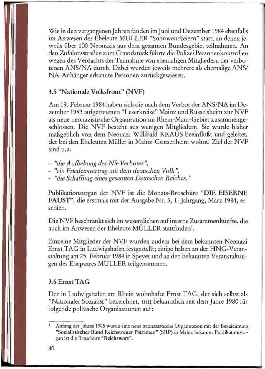 Seite 82 des Verfassungsschutzbericht 1984 Rheinland-Pfalz